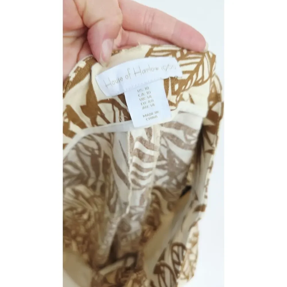 House Of Harlow‎ Linen Pant Natural Size 10 Wide-Leg Coastal Pockets Tan Beige